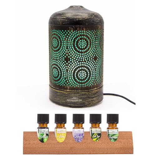 Candle-Brothers elektrischer Aroma Diffusor Set mit ätherischen Ölen | Luftbefeuchter Für Zuhause | Aroma Diffuser Marrakesch | 100ml Wassertank | Aromatherapie für Yoga von Candle-Brothers