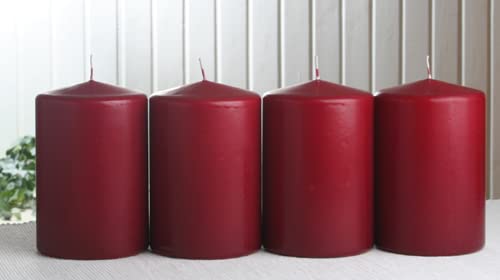 3XL-Stumpenkerzen-Advents-Set, 15x10 cm, 4er-Pack, Bordeaux von CandleCorner