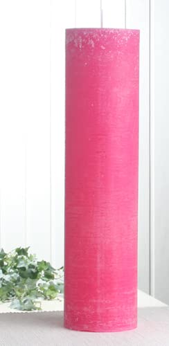 Rustik-Stumpenkerze, 40 x 10 cm Ø, pink von CandleCorner Rustik-Kerzen