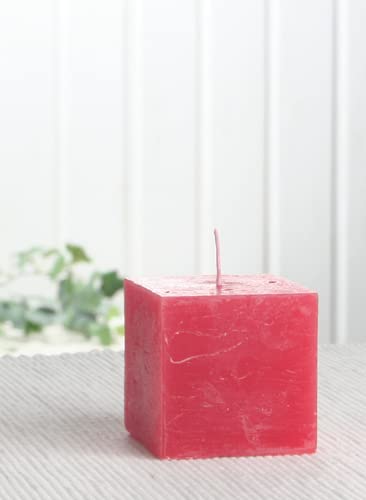 Rustik-Stumpenkerze, viereckig, 5 x 5 x 5 cm Ø, rot von CandleCorner Rustik-Kerzen