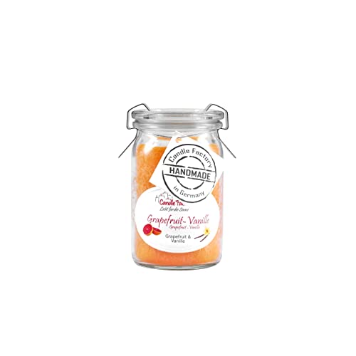Candle Factory Baby Jumbo Duftkerze aus pflanzlichem Stearin im hitzebeständigen Glas der Marke Weck®, bis zu 20h Brennzeit, Duft: Grapefruit - Vanille von Candle Factory