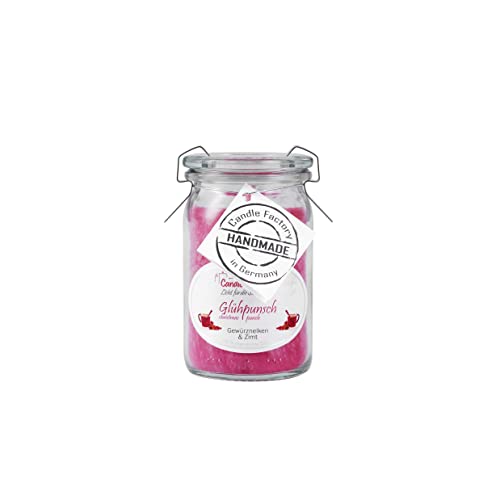 Candle Factory Baby Jumbo Duftkerze aus pflanzlichem Stearin im hitzebeständigen Glas der Marke Weck®, bis zu 24h Brennzeit, Duft: Glühpunsch von Candle Factory