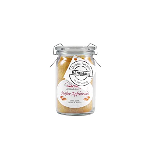 Candle Factory Baby Jumbo Duftkerze aus pflanzlichem Stearin im hitzebeständigen Glas der Marke Weck®, bis zu 24h Brennzeit, Duft: Heißer Apfelstrudel von Candle Factory