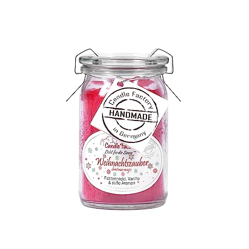 Candle Factory Baby Jumbo Duftkerze aus pflanzlichem Stearin im hitzebeständigen Glas der Marke Weck®, bis zu 24h Brennzeit, Duft: Weihnachtszauber von Candle Factory