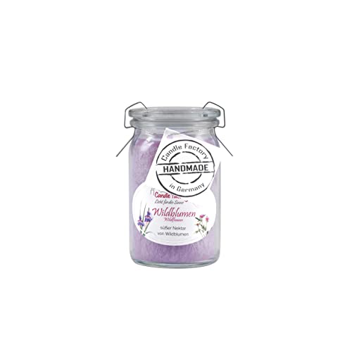 Candle Factory Baby Jumbo Duftkerze aus pflanzlichem Stearin im hitzebeständigen Glas der Marke Weck®, bis zu 24h Brennzeit, Duft: Wildblumen von Candle Factory