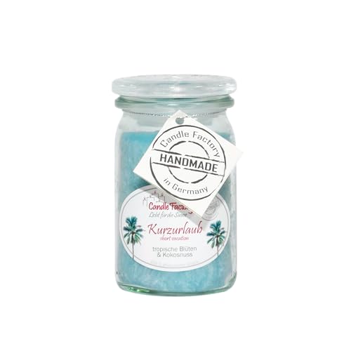 Candle Factory Baby Jumbo Duftkerze aus pflanzlichem Stearin im hitzebeständigen Glas der Marke Weck, bis zu 24h Brennzeit, Duft: Kurzurlaub Candle Factory Baby Jumbo Duftkerze aus pflanzlichem Stearin im hitzebeständigen Glas der Marke Weck, bis zu 24h Brennzeit, Duft: Kurzurlaub von Candle Factory
