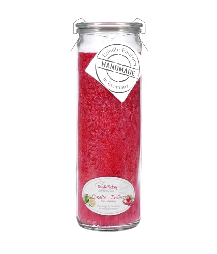 Candle Factory Big Jumbo Duftkerze aus pflanzlichem Stearin im hitzebeständigen Glas der Marke Weck, ca. 100h Brennzeit, Duft: Limette-Erdbeer Candle Factory Big Jumbo Duftkerze aus pflanzlichem Stearin im hitzebeständigen Glas der Marke Weck, ca. 100h Brennzeit, Duft: Limette-Erdbeer von Candle Factory