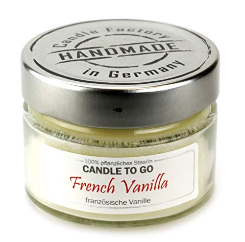 Candle Factory Candle to GO Verschiedene Sorten aus Stearin im Glas mit Schraubverschluß (French Vanilla) von Candle Factory