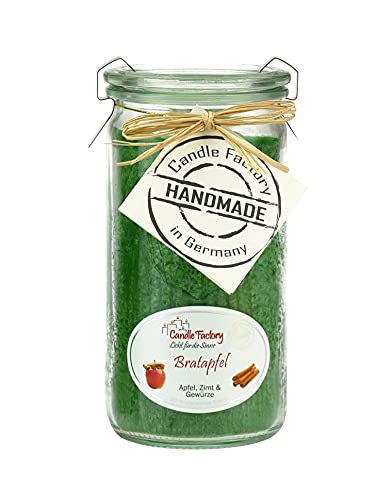 Candle Factory Kerze Mini Jumbo wiesengrün Bratapfel Duft 307038 von Candle Factory