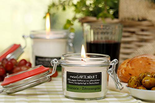 Candle Factory Mein Gartenduft Kerze klein Drahtbügelglas Mein Gartenduft klein Rosmarin-Zitronengras von Candle Factory