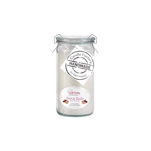 Candle Factory Mini Jumbo Duftkerze aus pflanzlichem Stearin im hitzebeständigen Glas der Marke Weck®, ca. 70h Brennzeit, Duft: Zimt & Zucker von Candle Factory