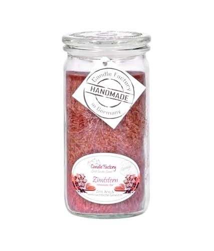 Candle Factory Mini Jumbo Duftkerze aus pflanzlichem Stearin im hitzebeständigen Glas der Marke Weck®, ca. 70h Brennzeit, Duft: Zimtstern von Candle Factory