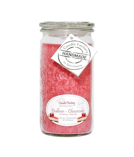 Candle Factory Mini Jumbo Duftkerze aus pflanzlichem Stearin im hitzebeständigen Glas der Marke Weck, ca. 70h Brennzeit, Duft: Erdbeer-Cheesecake Candle Factory Mini Jumbo Duftkerze aus pflanzlichem Stearin im hitzebeständigen Glas der Marke Weck, ca. 70h Brennzeit, Duft: Erdbeer-Cheesecake von Candle Factory
