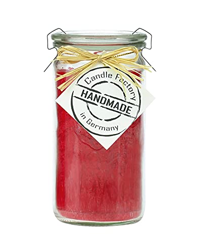 Candle Factory Mini Jumbo Duftkerze aus pflanzlichem Stearin im hitzebeständigen Glas der Marke Weck®, ca. 70h Brennzeit, Duft: duftneutral von Candle Factory