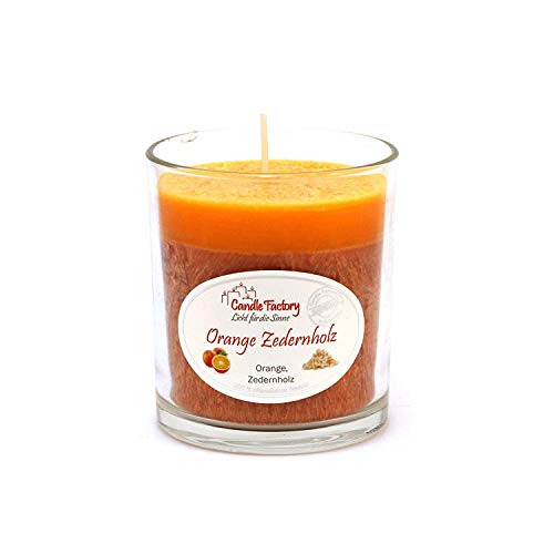 Candle Factory Party Light Duft Windlicht 100% Stearin Orange Zedernholz von Candle Factory