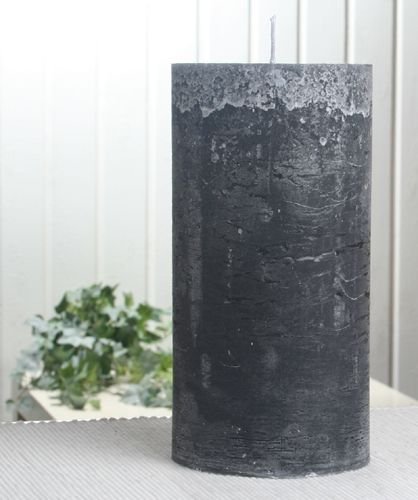 Birsppy Rustik-Stumpenkerze, 20 x 10 cm Ø, anthrazit-schwarz von CandleCorner Rustik-Kerzen