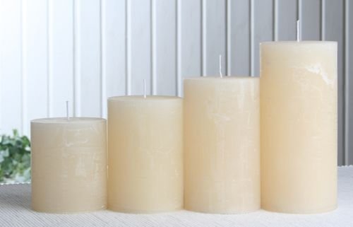 Birsppy Rustik-Stumpenkerzen-Adventsset, groß, 7 cm Ø, Creme von CandleCorner Rustik-Kerzen