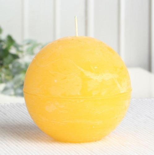 CandleCorner Rustik-Kerzen Kugelkerze, 8 cm Ø, Zitronenduft von CandleCorner Rustik-Kerzen