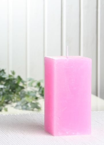 CandleCorner Rustik-Kerzen Rustik-Stumpenkerze, viereckig, 10 x 5 x 5 cm Ø, rosa von CandleCorner Rustik-Kerzen
