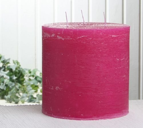 Rustik-Dreidochtkerze, 15 x 15 cm Ø, fuchsia von CandleCorner Rustik-Kerzen