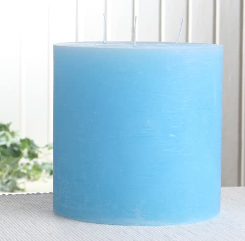Rustik-Dreidochtkerze, 15 x 15 cm Ø, hellblau von CandleCorner Rustik-Kerzen