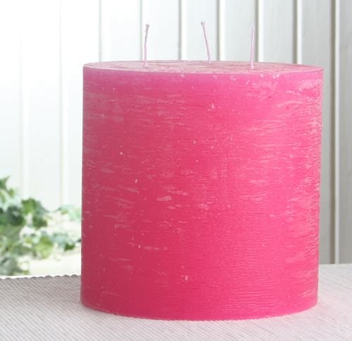 Rustik-Dreidochtkerze, 15 x 15 cm Ø, pink von CandleCorner Rustik-Kerzen