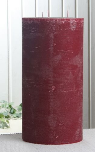Rustik-Dreidochtkerze, 30 x 15 cm Ø, rubinrot-bordeaux von CandleCorner Rustik-Kerzen