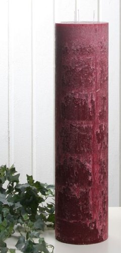Rustik-Dreidochtkerze, 60 x 15 cm Ø, rubinrot-bordeaux von CandleCorner Rustik-Kerzen
