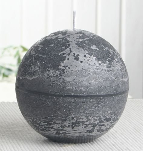 Rustik-Kugelkerze, 10 cm Ø, anthrazit-schwarz von CandleCorner Rustik-Kerzen