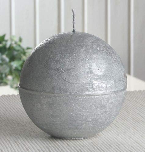 Rustik-Kugelkerze, 10 cm Ø, Silber-metallic Rustik-Kugelkerze, 10 cm Ø, Silber-metallic von CandleCorner Rustik-Kerzen