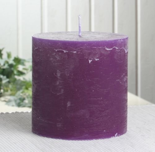 Rustik-Stumpenkerze, 10 x 10 cm Ø, lila-violett von CandleCorner Rustik-Kerzen