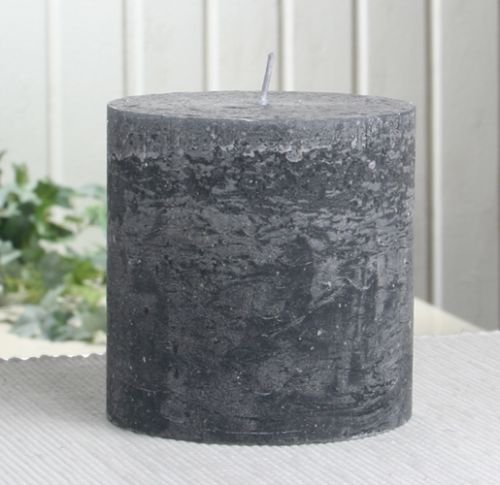 Rustik-Stumpenkerze, 10 x 10 cm Ø, anthrazit-schwarz von CandleCorner Rustik-Kerzen