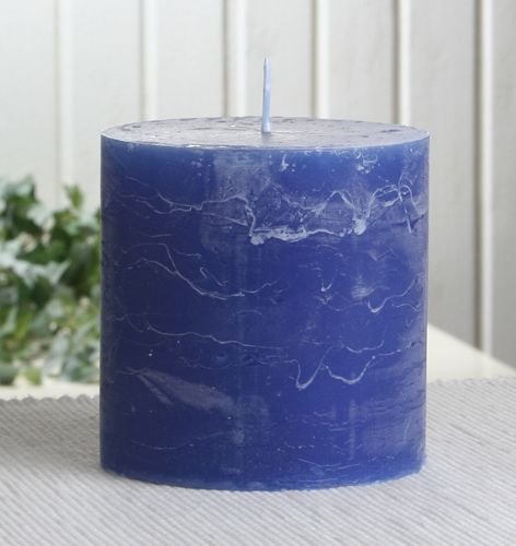 Rustik-Stumpenkerze, 10 x 10 cm Ø, blau von CandleCorner Rustik-Kerzen