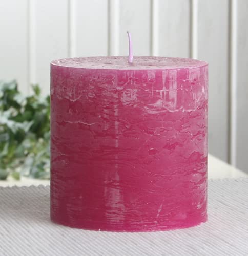 Rustik-Stumpenkerze, 10 x 10 cm Ø, fuchsia von CandleCorner Rustik-Kerzen