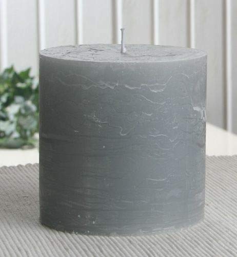 Rustik-Stumpenkerze, 10 x 10 cm Ø, grau von CandleCorner Rustik-Kerzen