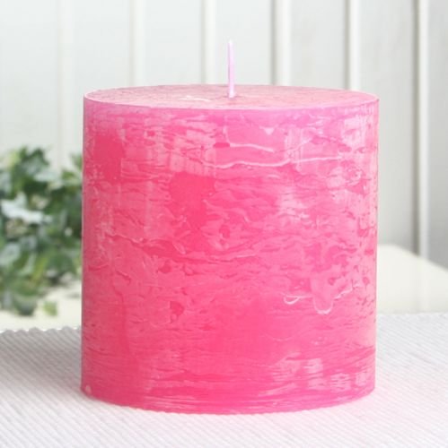 Rustik-Stumpenkerze, 10 x 10 cm Ø, pink von CandleCorner Rustik-Kerzen