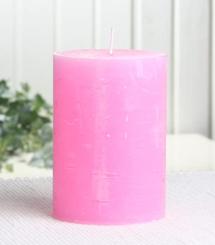 Rustik-Stumpenkerze, 10 x 7 cm Ø, rosa von CandleCorner Rustik-Kerzen