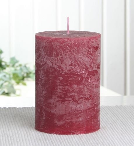 Rustik-Stumpenkerze, 10 x 7 cm Ø, rubinrot-bordeaux von CandleCorner Rustik-Kerzen