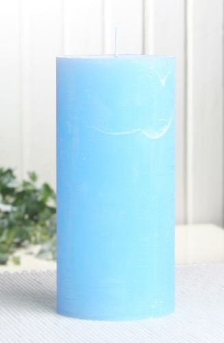 Rustik-Stumpenkerze, 15 x 7 cm Ø, hellblau von CandleCorner Rustik-Kerzen