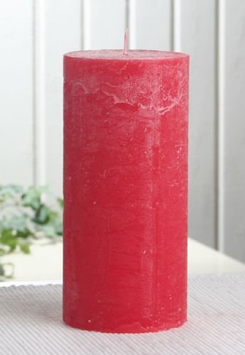 Rustik-Stumpenkerze, 15 x 7 cm Ø, rot von CandleCorner Rustik-Kerzen