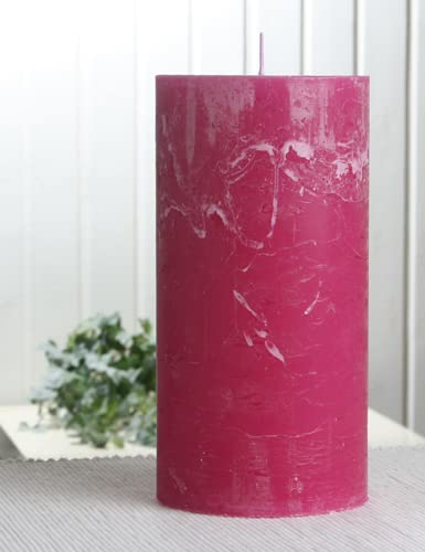 Rustik-Stumpenkerze, 20 x 10 cm Ø, Fuchsia von CandleCorner Rustik-Kerzen