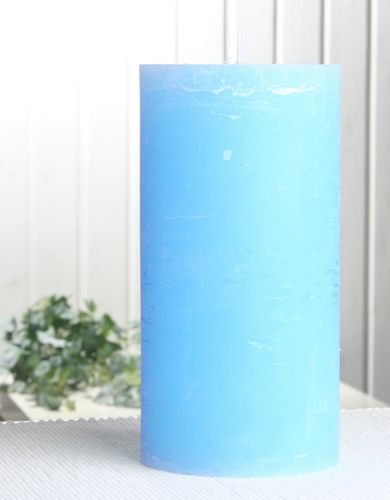 Rustik-Stumpenkerze, 20 x 10 cm Ø, hellblau von CandleCorner Rustik-Kerzen