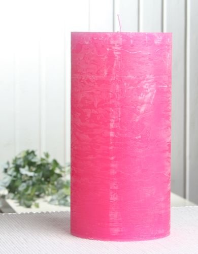 Rustik-Stumpenkerze, 20 x 10 cm Ø, pink von CandleCorner Rustik-Kerzen