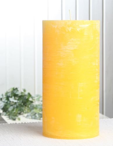 Rustik-Stumpenkerze, 20 x 10 cm Ø, zitronengelb von CandleCorner Rustik-Kerzen
