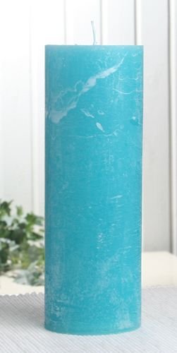 Rustik-Stumpenkerze, 20 x 7 cm Ø, aqua-türkis von CandleCorner Rustik-Kerzen