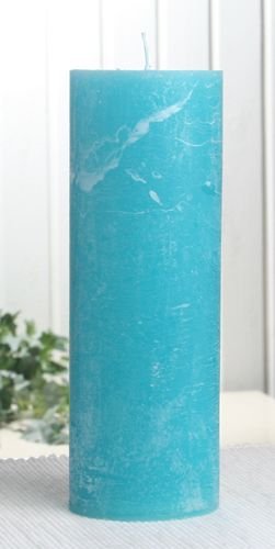 Rustik-Stumpenkerze, 20 x 7 cm Ø, Aqua-türkis von CandleCorner Rustik-Kerzen