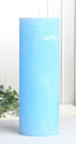 Rustik-Stumpenkerze, 20 x 7 cm Ø, hellblau von CandleCorner Rustik-Kerzen