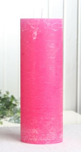 Rustik-Stumpenkerze, 20 x 7 cm Ø, pink von CandleCorner Rustik-Kerzen