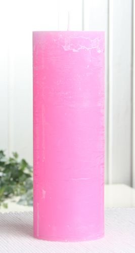 Rustik-Stumpenkerze, 20 x 7 cm Ø, rosa von CandleCorner Rustik-Kerzen
