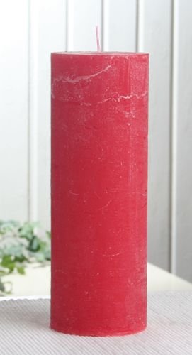 Rustik-Stumpenkerze, 20 x 7 cm Ø, rot von CandleCorner Rustik-Kerzen